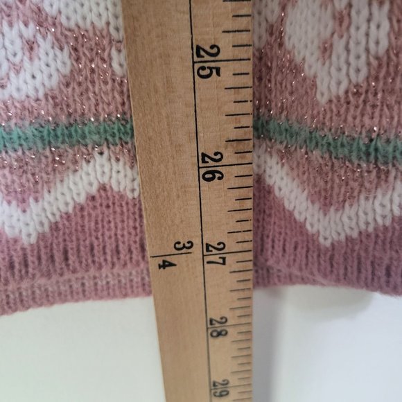 VTG 80s Womens Pink Green Snowflake Patterned Ugly Fun Sweater Small  USA - Picture 9 of 13